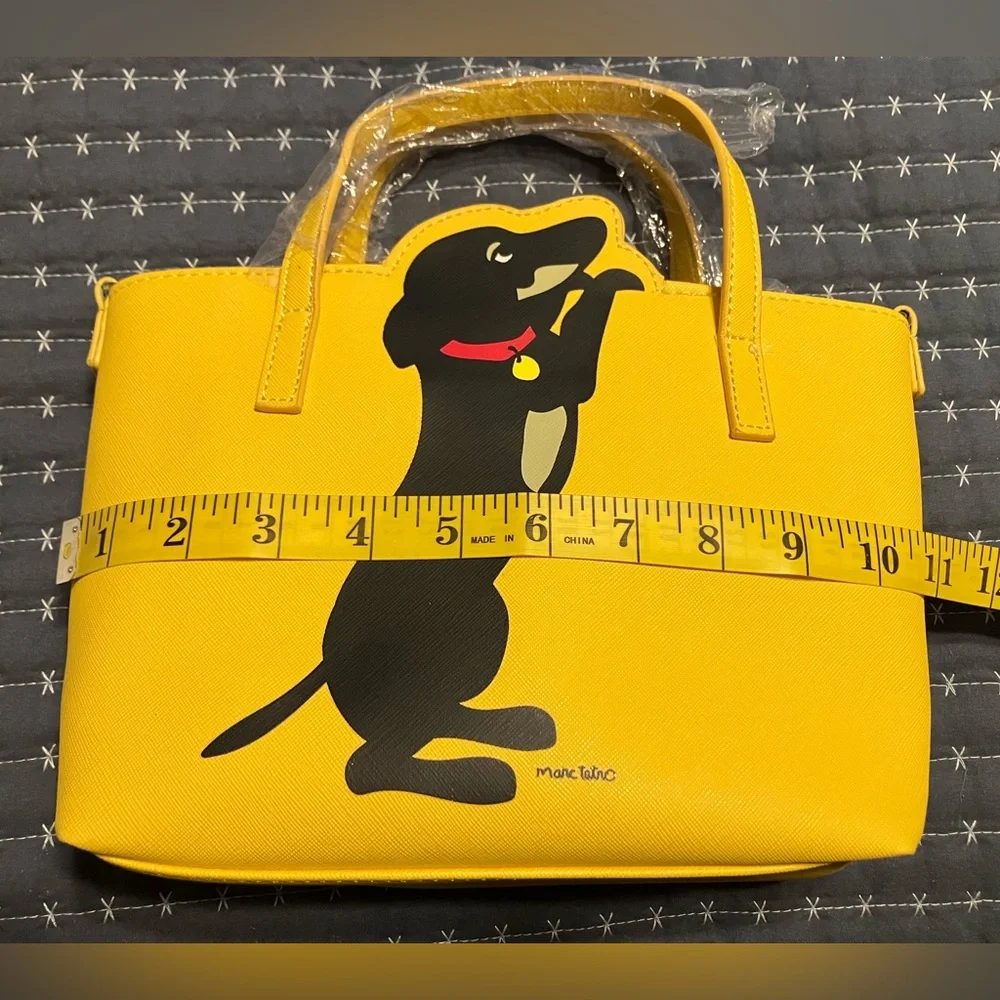 Yellow Dachshund Graphic Tote Bag with Wallet and Wristlet - Picture 7 of 11
